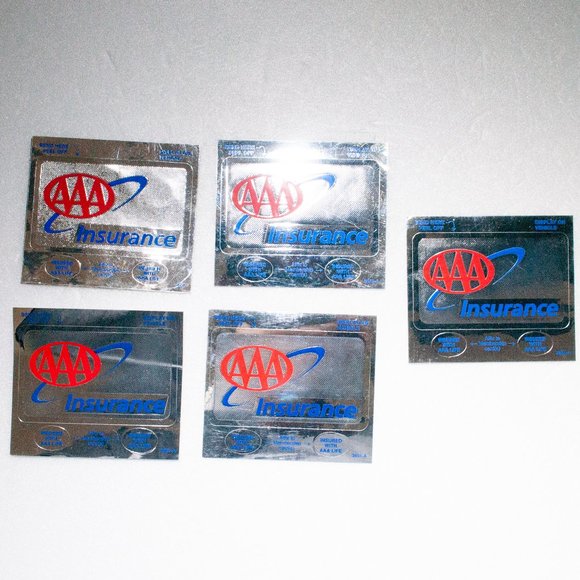 Lot of 5 AAA Insurance Stickers Silver American Automobile Association Decal X - Picture 1 of 4